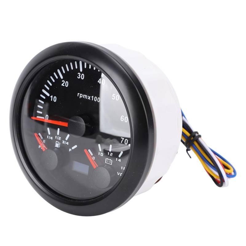 85 Mm Tachometer Kraftstoffmesser 7000 U/Min Tachometer 7 Farb Hintergrundbeleuchtung für LKW -Autoboot -Marinefahrzeuge (BLACK) von Tbest