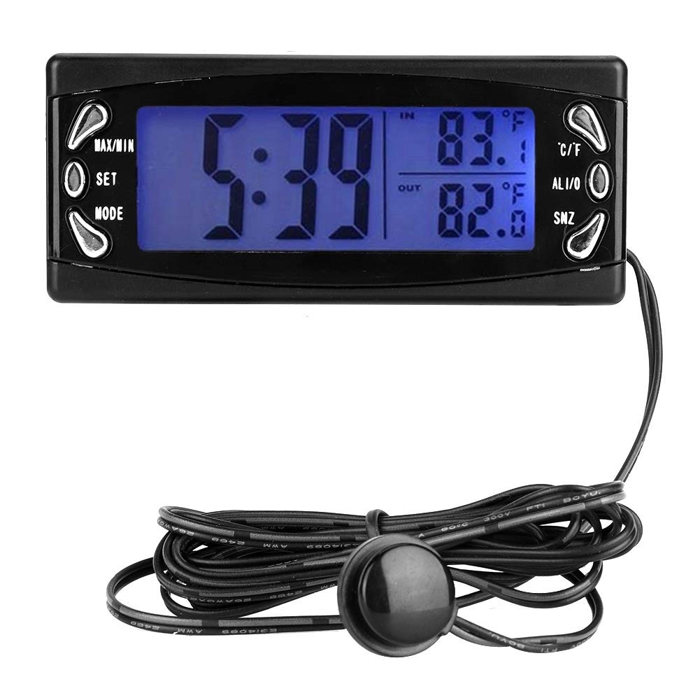 Auto-Thermometer, Auto-Thermometer Außentemperatur 12 V Digital-Auto-Thermometer Fahrzeuguhr LCD-Temperaturmesser mit Alarmfunktion T23 auto thermometer von Tbest