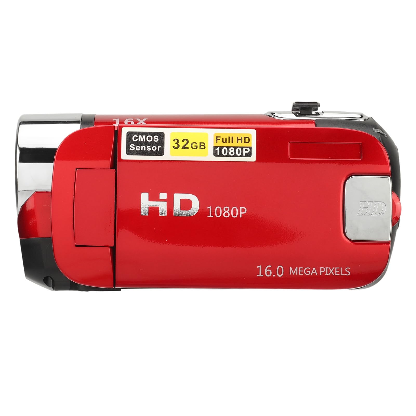 D90 1080P 16 MP Drehbarer Bildschirm-Camcorder, 16-facher Zoom, HD-Videorecorder mit Fülllicht für Fotografie, Reisen, Hochzeit (Rot) von Tbest