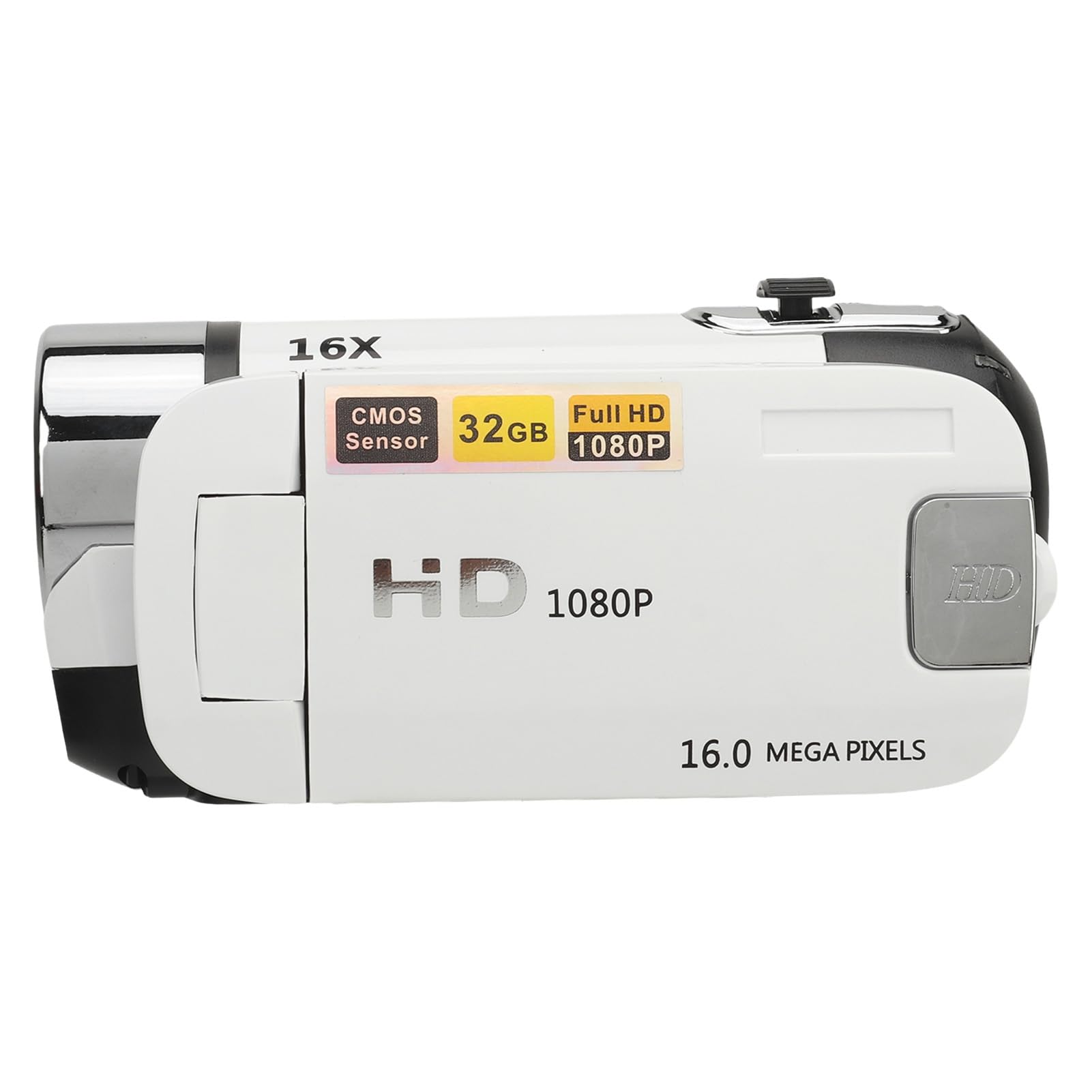 D90 1080P 16 MP Drehbarer Bildschirm-Camcorder, 16-facher Zoom, HD-Videorecorder mit Fülllicht für Fotografie, Reisen, Hochzeit (WHITE) von Tbest