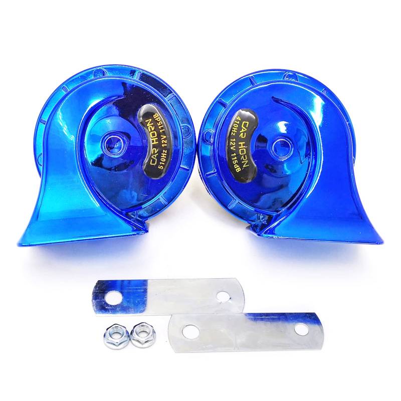 Elektrisches Schnecken Horn 12V 2 Stück Lautstarkes Motorrad Horn Dual Tone Auto Motorrad Warn Horn für Kleine Yact (BLUE) von Tbest