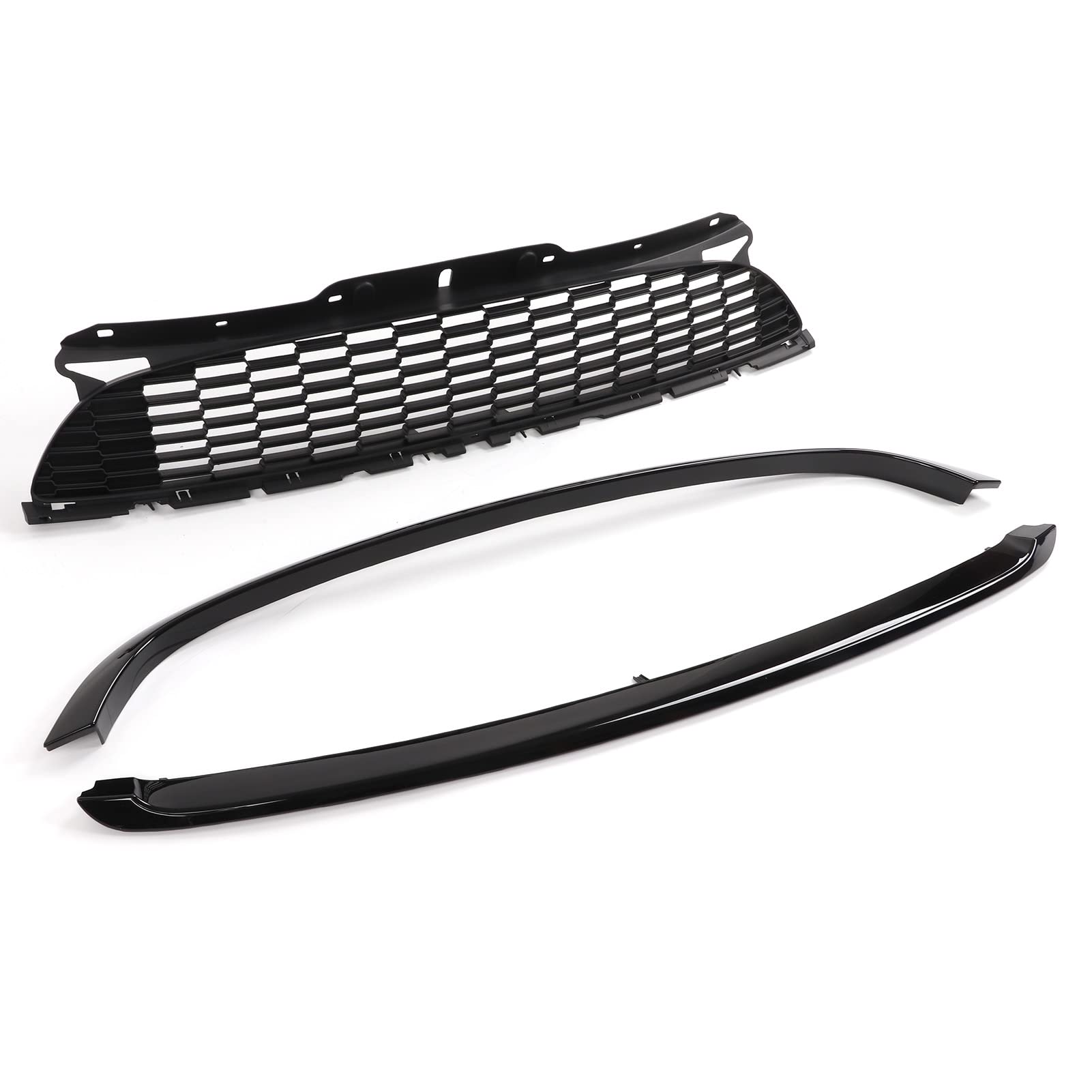 Look Frontgrill, 3-teiliges Set, Glänzend Schwarz, Motorhaubenform, Kühlergrill, Einfassungsgitter, Verkleidungs-Sets für R55 R56 R57 R58 R59 S JCW von Tbest