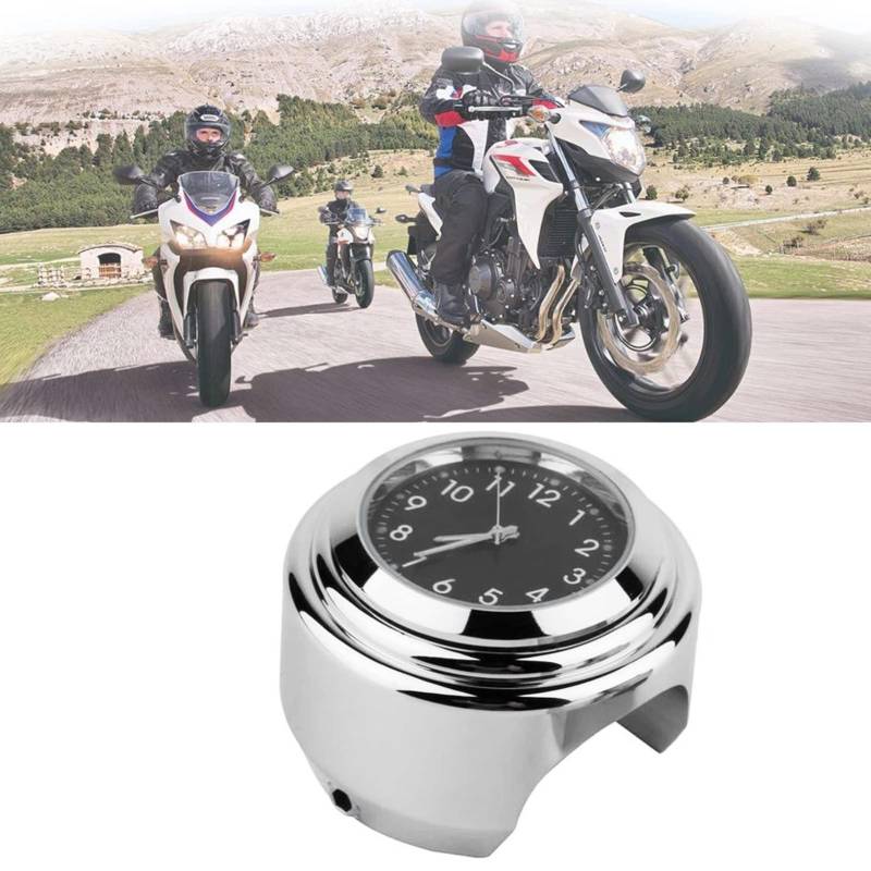 Motorrad-Lenkeruhr, Verchromt, Präzise Zeit, Wasserdichte Uhr mit Halterung aus Aluminiumlegierung für Nächtliches Ablesen von Tbest