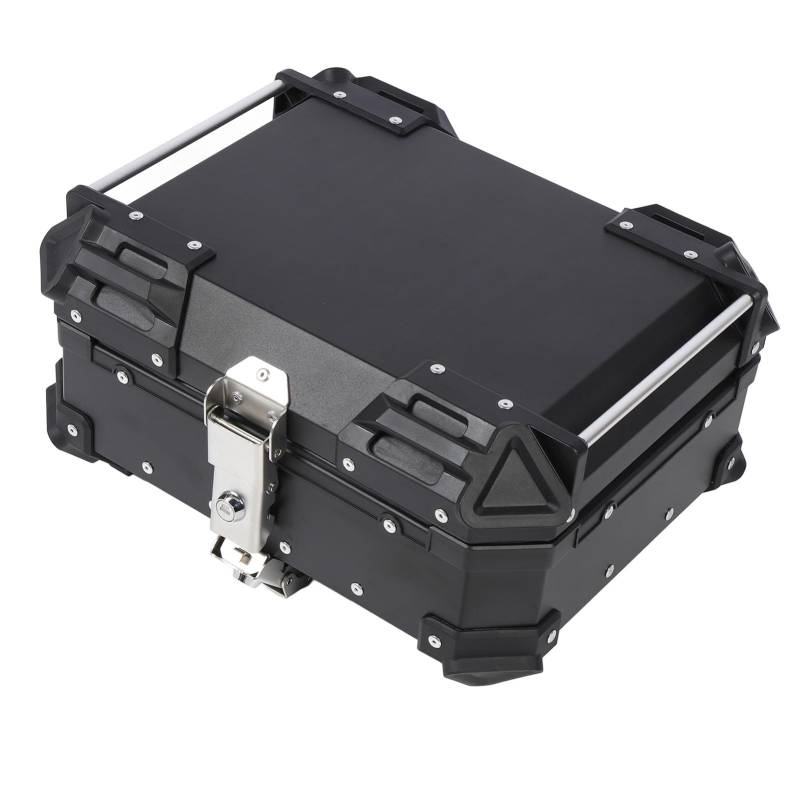 Motorrad-Topbox, Motorrad-Heckbox, Aluminiumlegierung, Schnellverschluss, Wasserabweisend, mit Sicherheitsschloss, Universelles Hinteres Topcase für Helmgepäck (BLACK) von Tbest