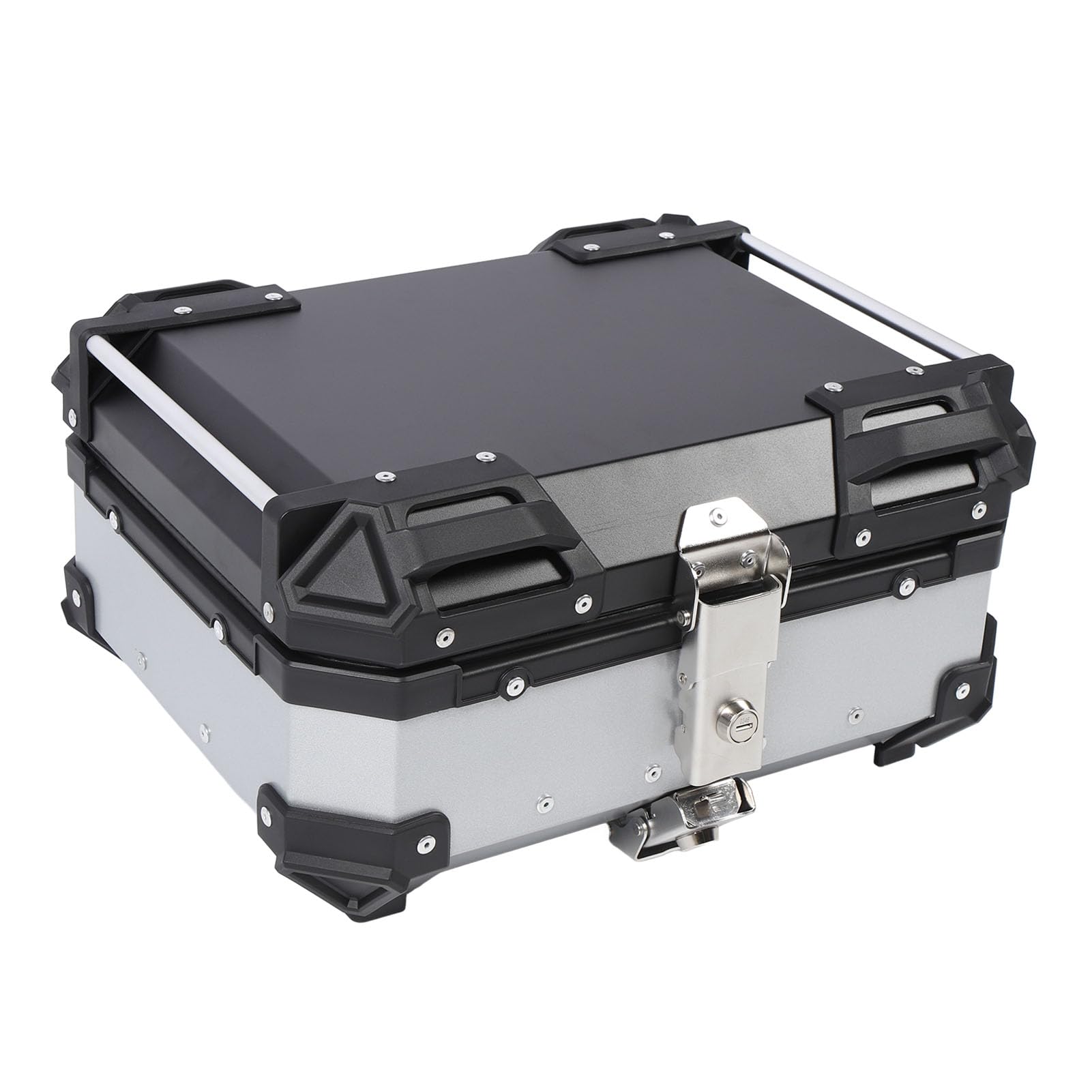 Motorrad-Topbox, Motorrad-Heckbox, Aluminiumlegierung, Schnellverschluss, Wasserabweisend, mit Sicherheitsschloss, Universelles Hinteres Topcase für Helmgepäck (SILVER) von Tbest