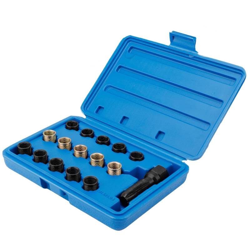 Zündkerzengewinde Reparatur Set,Helicoil Kit M14X1.25, Zündkerze Gewinde Reparatursatz Autowartungswerkzeuge,16-Teilig Zündkerzenhäfen Tap Faden Reparaturwerkzeuge Retheading Kit von Tbest