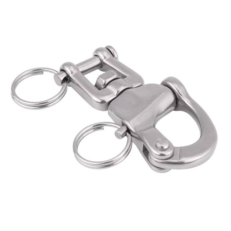 Edelstahl Schnappschäkel, Panikhaken Hundeleine,Marine Boat Swivel Shackle,316 Edelstahl Jaw Swivel Snap Shackle Mit Kleinem Stahlring Für Segelboot Spinnaker Halyard(70Mm) von Tbest