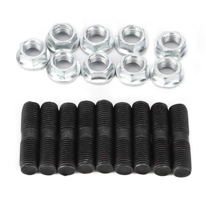 stehbolzen m10x40,turbo studs,M10 1,25 Stud M10 1,25 Stud Turbolader und Zubehör 9 Stück M10x1,25 Turbo Studs Kontermuttern Kit Auto Fahrzeugzubehör Passend für von Tbest