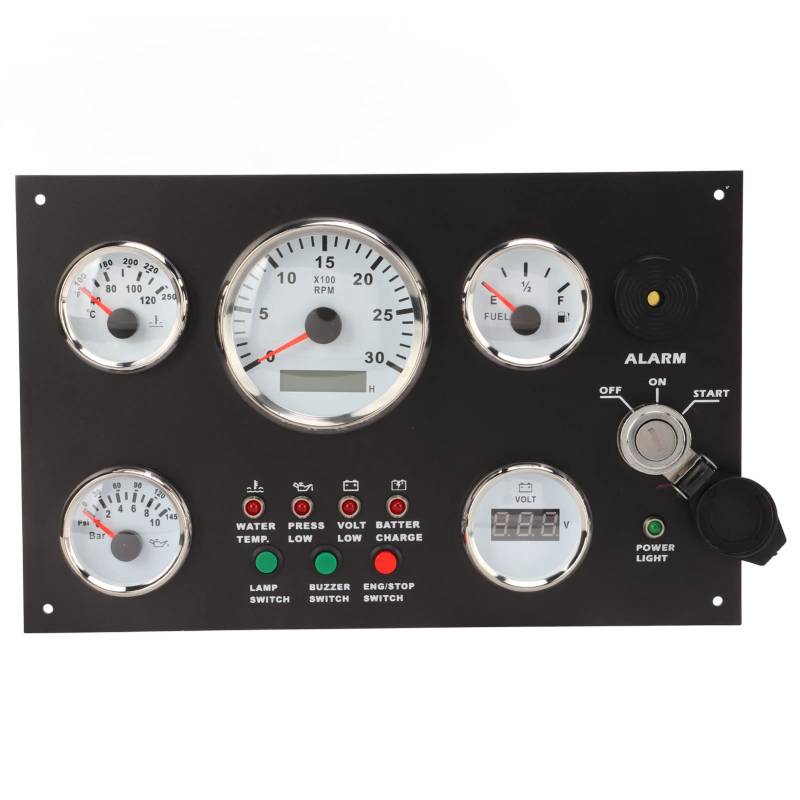 wohnmobil,Wohnmobil,Boots-Instrumententafel,Motor-Dash-Instrumententafel Mit Motordrehzahl,Ölstand,Druck,Wassertemperatur,Spannungsanzeige Mit Roter Hintergrundbeleuchtung Für Wohnmobilboote (24V) von Tbest