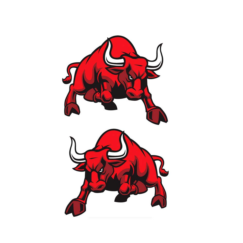 1 Paar Angry Bull Decal Reflektierende Vinyl-Autoaufkleber Fahrzeug-Styling Abnehmbarer wasserdichter Aufkleber PET-Motorrad-Fahrraddekor von Tcare