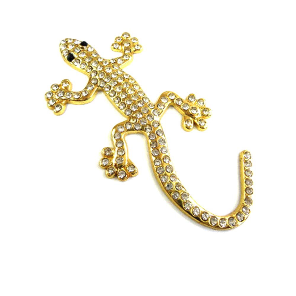 1 Stücke Auto Metall Abzeichen Emblem 3D Gecko Strass Kofferraum Auto Logo Aufkleber Aufkleber Für Die Meisten Autos (Gold) von Tcare