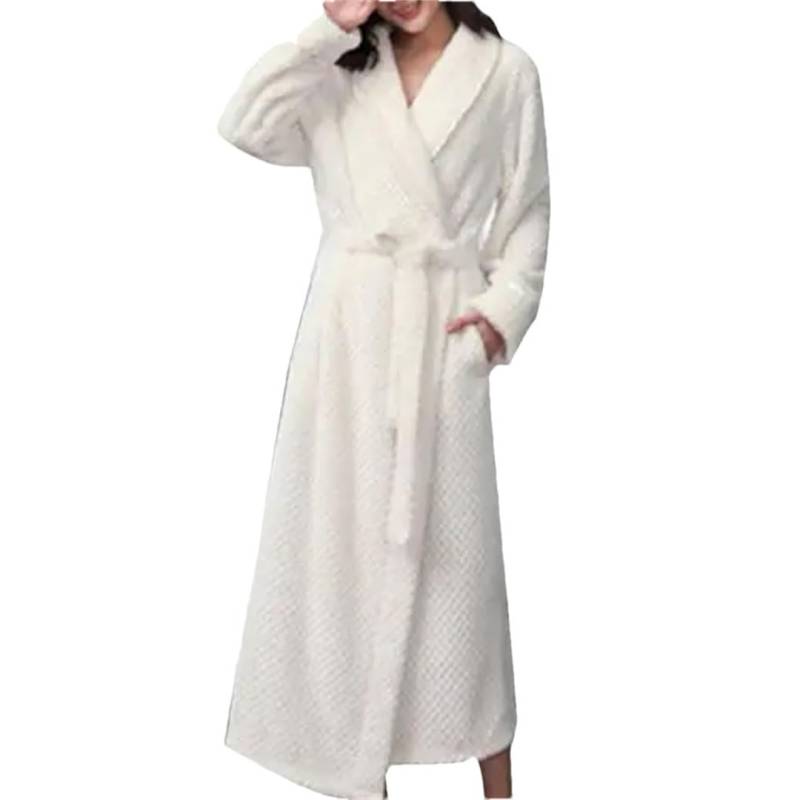 Tdvcpmkk Damen Bademantel Dicker Plüsch Langarm Bademantel Pyjama Weich Robe von Tdvcpmkk