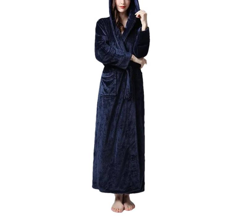 Tdvcpmkk Damen-Bademantel mit Kapuze, weiches Korallen-Fleece, langer Kimono-Schlafanzug, verdickter Bademantel von Tdvcpmkk