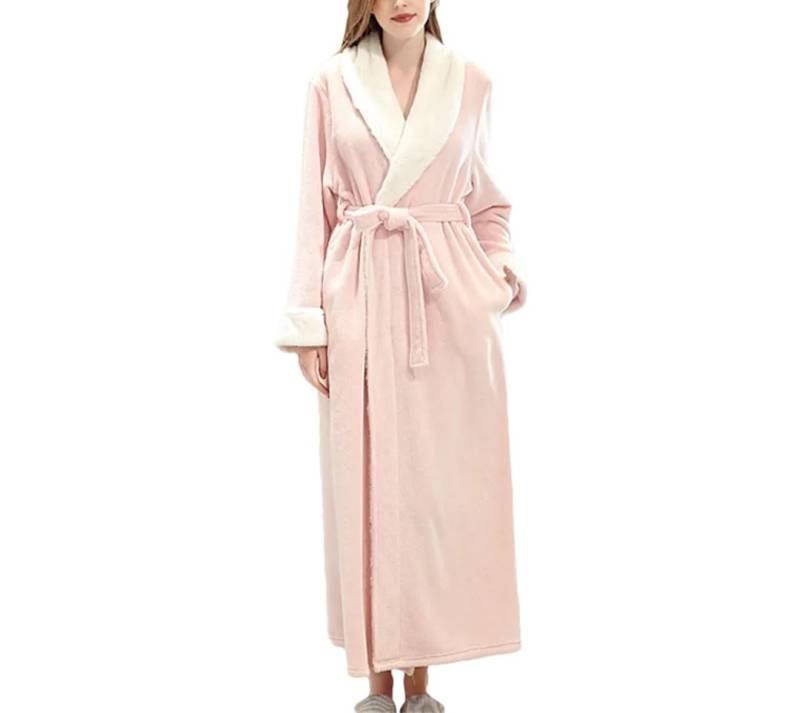 Tdvcpmkk Damen Dicker Warmer Bademantel Coral Fleece Bademantel Lang Duschmantel Nachthemd Bademantel Pyjama Robe von Tdvcpmkk