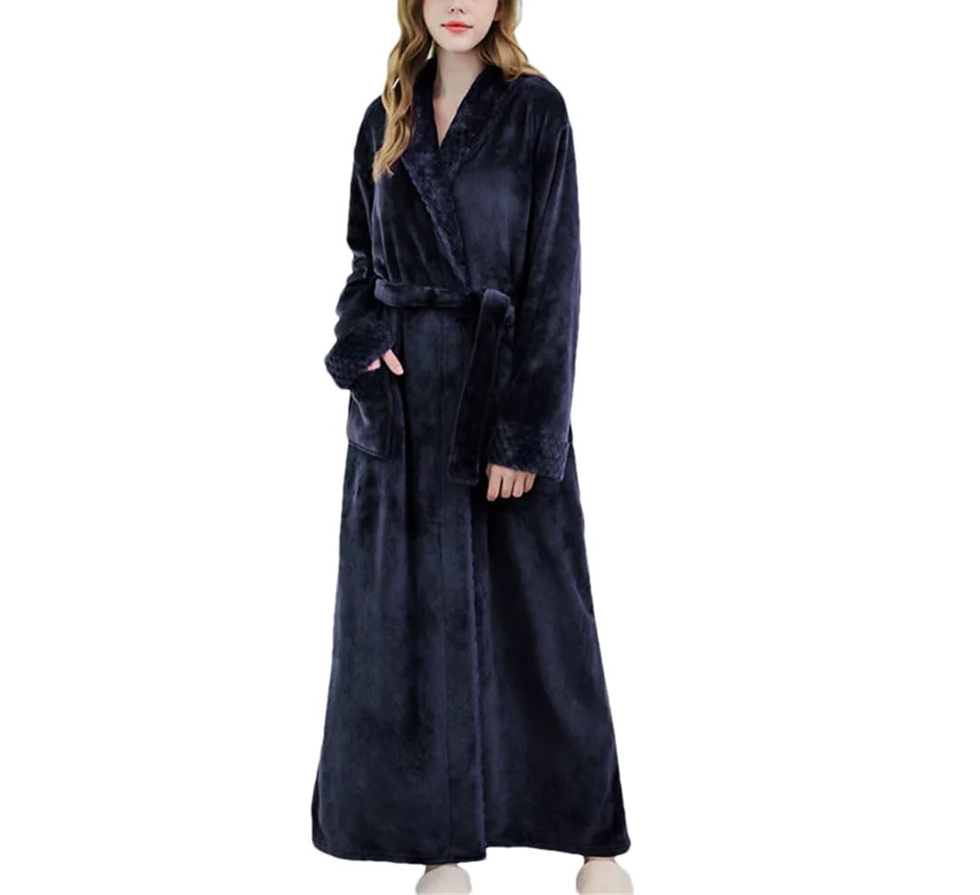 Tdvcpmkk Damen Dicker Warmer Winter Bademantel Weich Seidig Extra Lang Kimono Bademantel Home Nachthemd Flanell Robe Pyjama von Tdvcpmkk