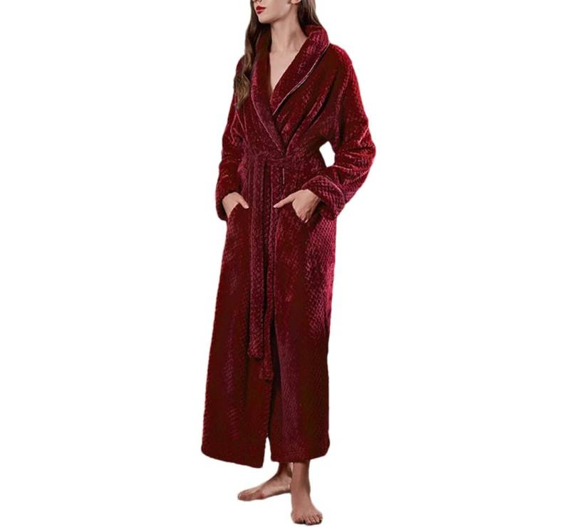 Tdvcpmkk Damen Extra Lang Warm Jacquard Flanell Bademantel Winter Warm Große Größe Reißverschluss Bademantel Schwangere Damen Nachthemd Robe von Tdvcpmkk