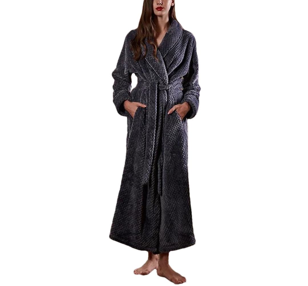 Tdvcpmkk Damen Extra Lang Warm Jacquard Flanell Bademantel Winter Warm Große Größe Reißverschluss Bademantel Schwangere Damen Nachthemd Robe von Tdvcpmkk