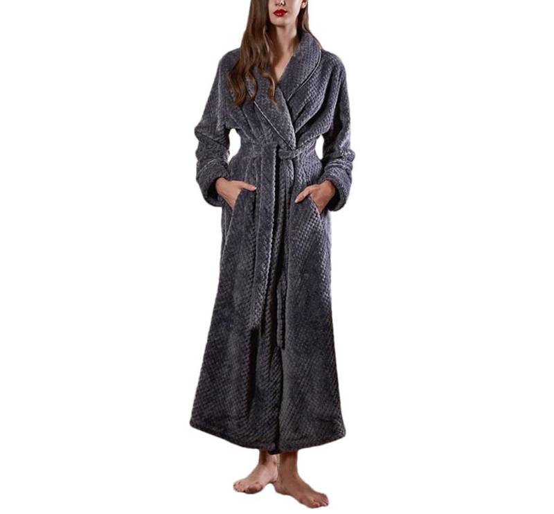 Tdvcpmkk Damen Extra Lang Warm Jacquard Flanell Bademantel Winter Warm Große Größe Reißverschluss Bademantel Schwangere Damen Nachthemd Robe von Tdvcpmkk