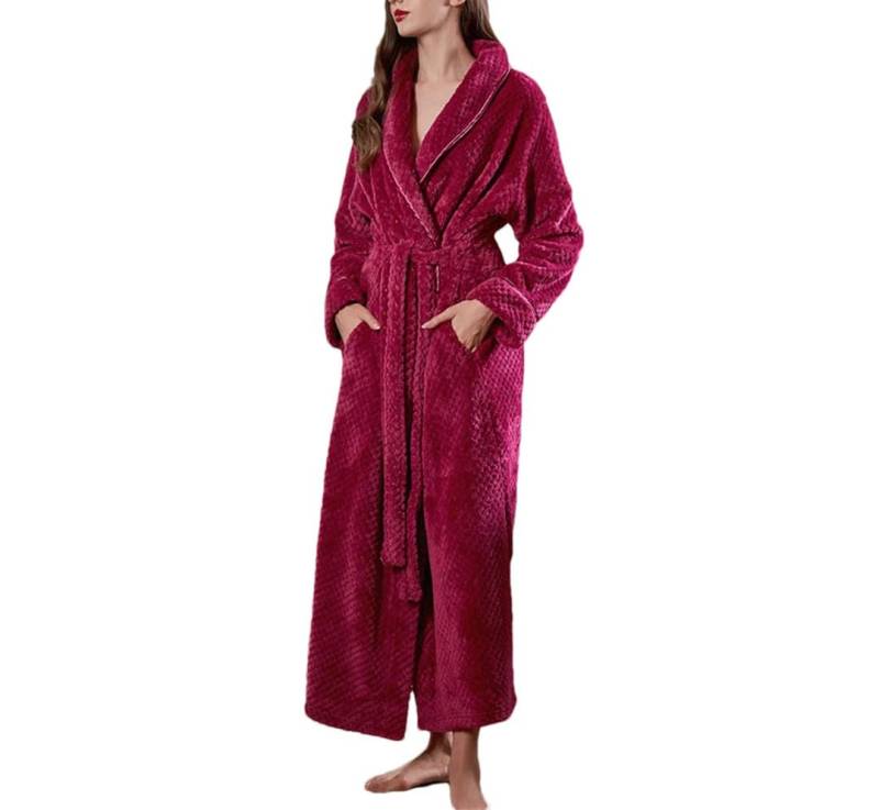 Tdvcpmkk Damen Extra Lang Warm Jacquard Flanell Bademantel Winter Warm Große Größe Reißverschluss Bademantel Schwangere Damen Nachthemd Robe von Tdvcpmkk