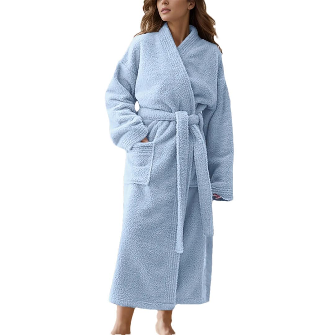 Tdvcpmkk Damen Flanell Nachthemd Robe Casual Kimono Hooded Pajamas Casual Soft Tie Back Bathrobe von Tdvcpmkk