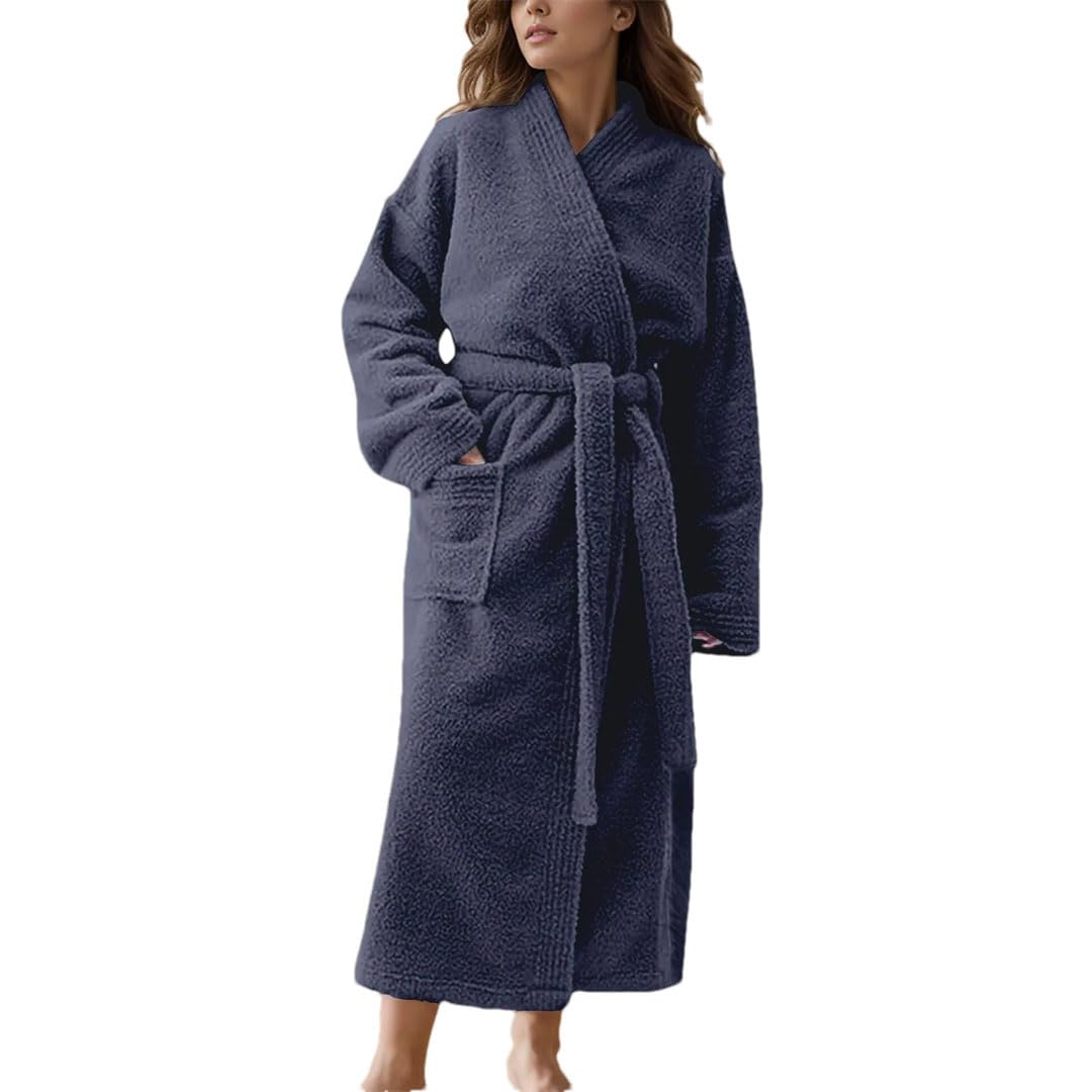 Tdvcpmkk Damen Flanell Nachthemd Robe Casual Kimono Hooded Pajamas Casual Soft Tie Back Bathrobe von Tdvcpmkk