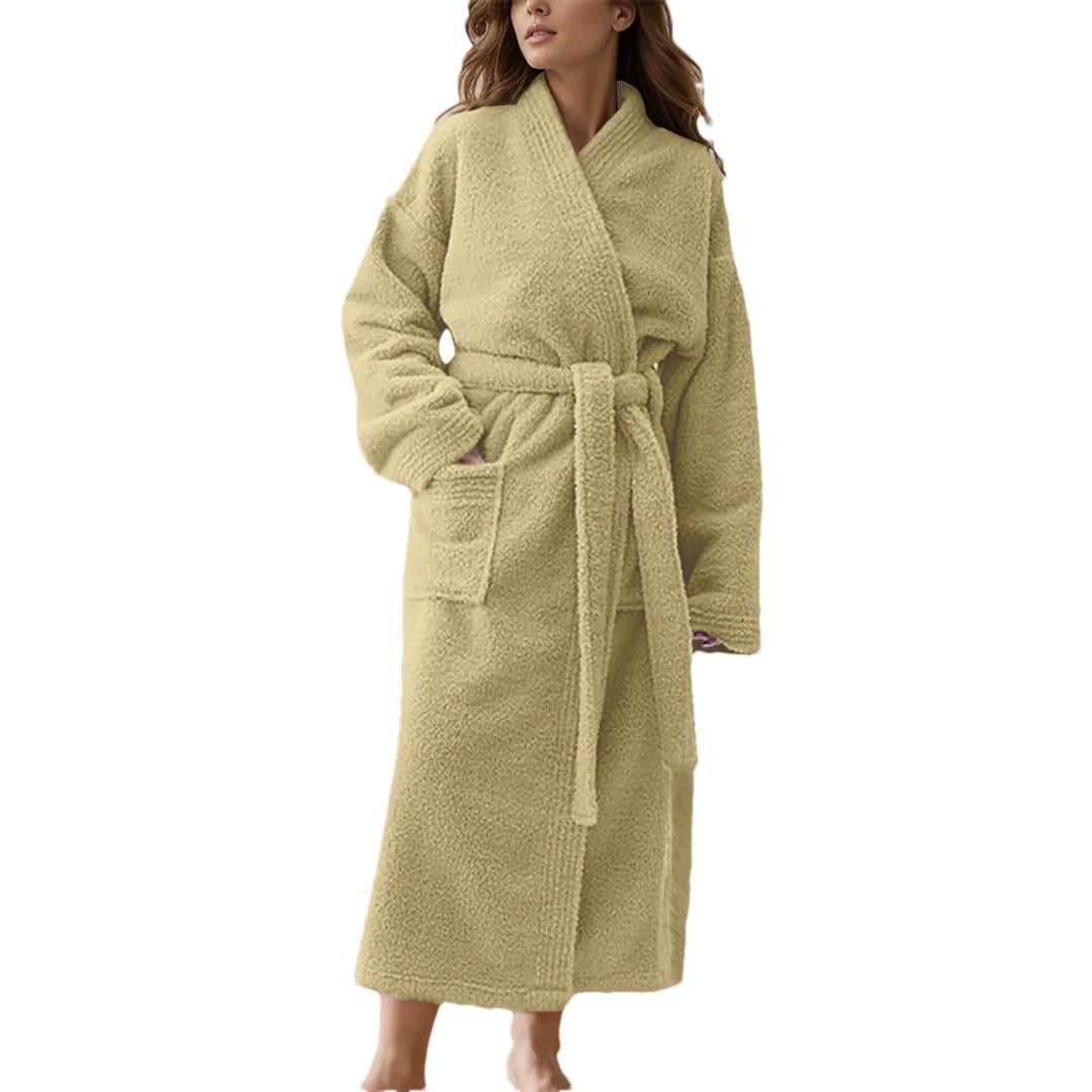 Tdvcpmkk Damen Flanell Nachthemd Robe Casual Kimono Hooded Pajamas Casual Soft Tie Back Bathrobe von Tdvcpmkk