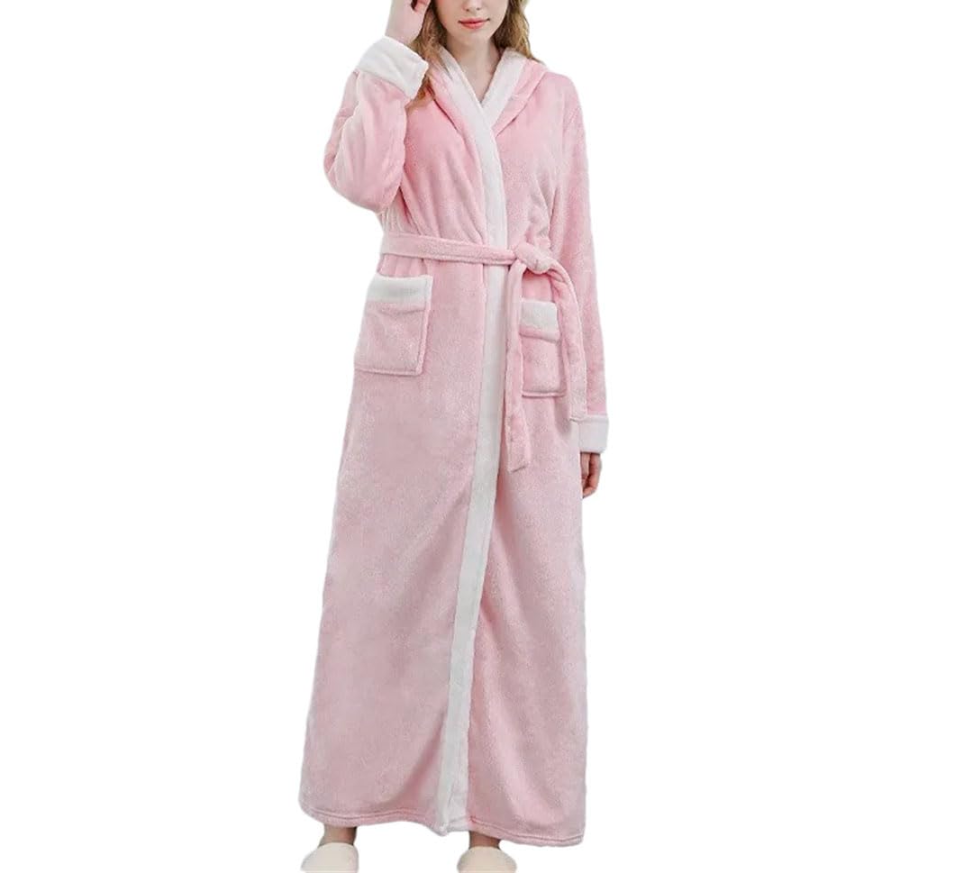 Tdvcpmkk Damen Flanell Weich Bademantel Lange Dicke Nachthemd Home Kleidung Plus Size Warm Und Bequem Pyjama von Tdvcpmkk