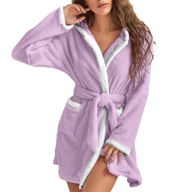 Tdvcpmkk Damen Kapuzenbademantel Nachthemd Winter Robe Nachthemd Flauschig Bademantel Nachtwäsche Home Kleidung von Tdvcpmkk