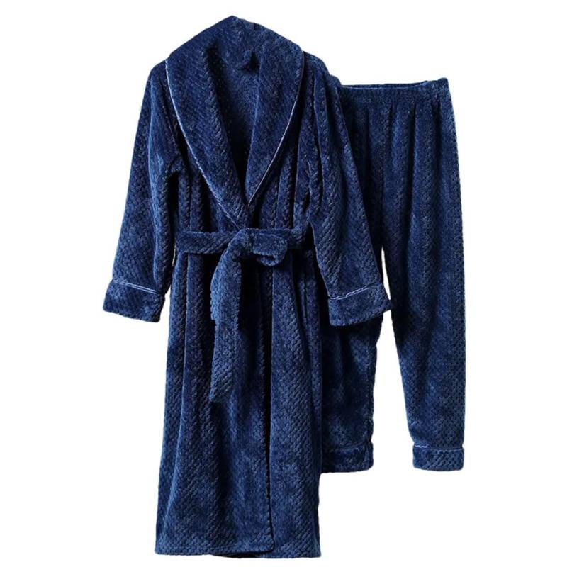 Tdvcpmkk Damen Winter Große Größe Tie Up Nachthemd Bequem Home Robe Warm Bademantel Zweiteiliger Flanell Pyjama Robe von Tdvcpmkk