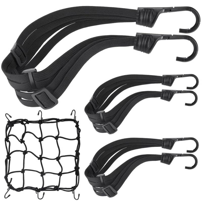 Tdyatocept 3-Teiliges Motorradhelm-Seil, Schwarzes Gepäckhelm-Netz, Elastisches Seilband mit Gepäcknetz von Tdyatocept