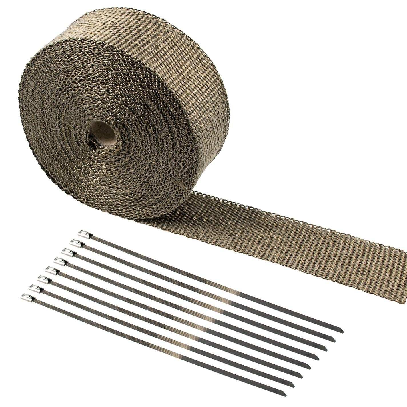 Tebery 15M Hitzeschutzband Basaltfaser Auspuffband mit 15 Edelstahl Kabelbinder für Fächerkrümmer Thermoband Krümmerband von Tebery
