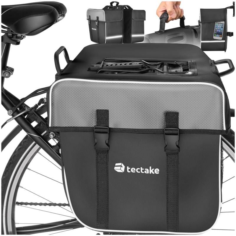 tectake® Gepäckträgertasche für Fahrrad und eBike, 35 L, Fahrradtaschen für Gepäckträger, Satteltasche aus wasserabweisendem PVC, Gepäckträgertaschen mit Reflektorstreifen und Tragegriff, Bikepacking von tectake