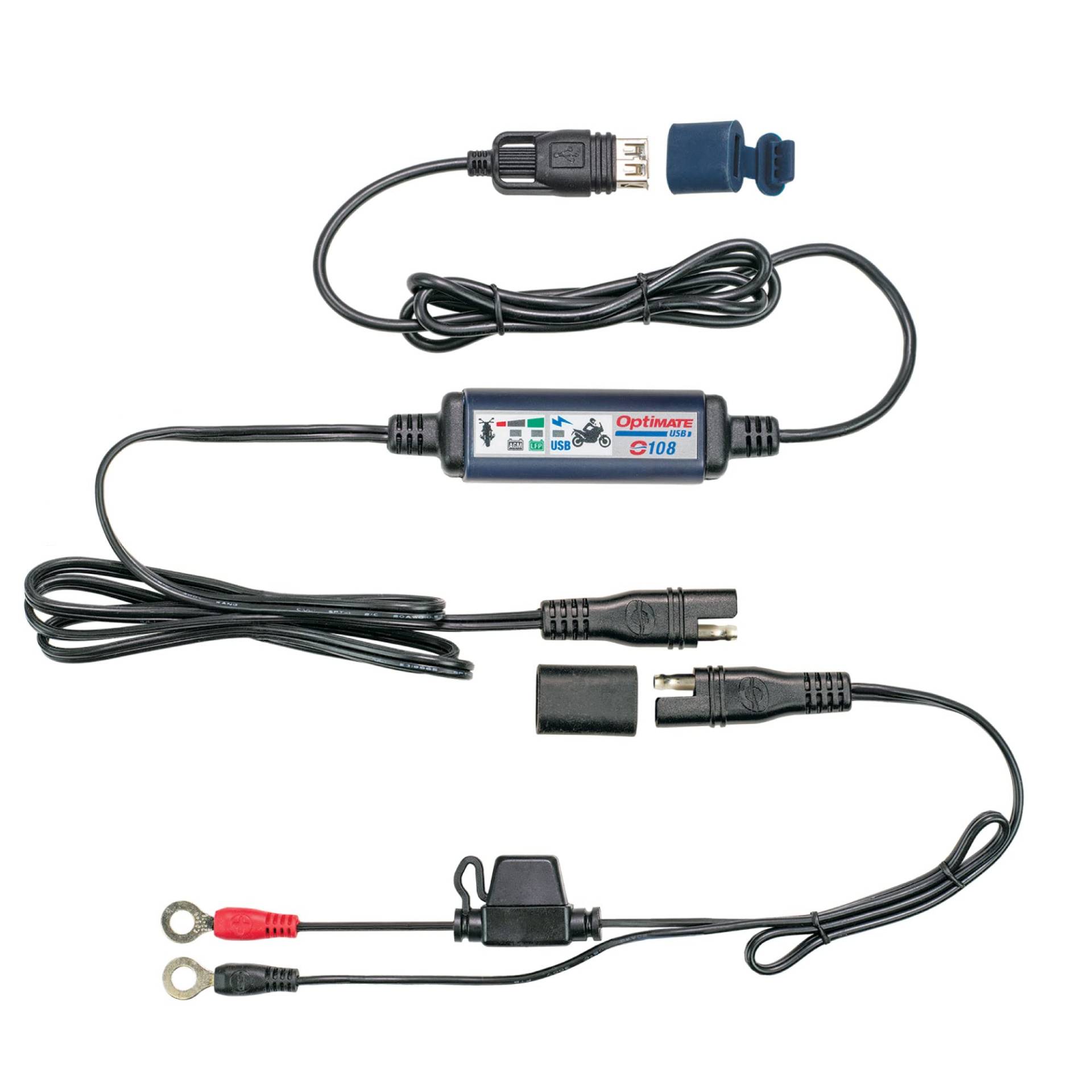 OptiMate USB O108KIT- Intelligentes Inline-USB-A-Ladegerät mit 3300 mA, mit Standby-Modus und Fahrzeugbatterieüberwachung. von Tecmate