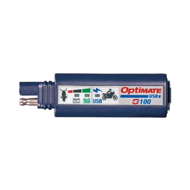 TecMate OptiMATE USB O-100, Kombination 2400mA USB Ladegerät und 3-LED-Batteriemonitor, mit Fahrzeugbatterieschutz, Blau von Tecmate