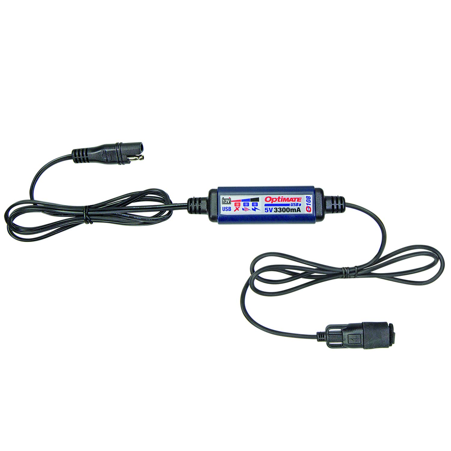 TecMate OptiMATE USB O-108, 3300mA USB-Ladegerät mit automatischer Abschaltung zum Schutz der Batterie, witterungsbeständig, SAE, Ein- und Ausgangskabel. von Tecmate