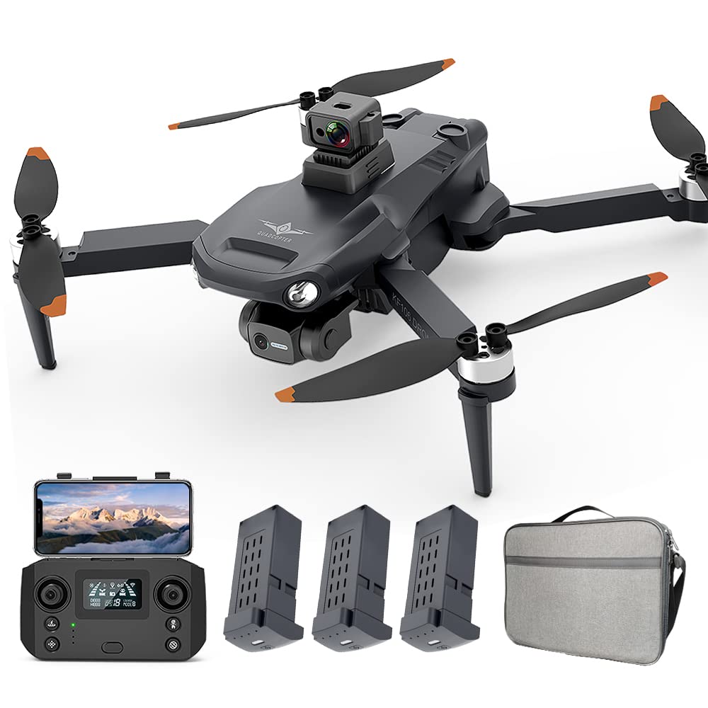 Teeggi KF106 MAX Drohne mit Kamera für Erwachsene, 360 Grad Laser Hindernis Vermeidung, 3-Achsen Gimbal, 22 Minuten Flugzeit, GPS Folge mir, Intelligente Rückkehr, Professioneller Drone, 3 Batterien von Teeggi