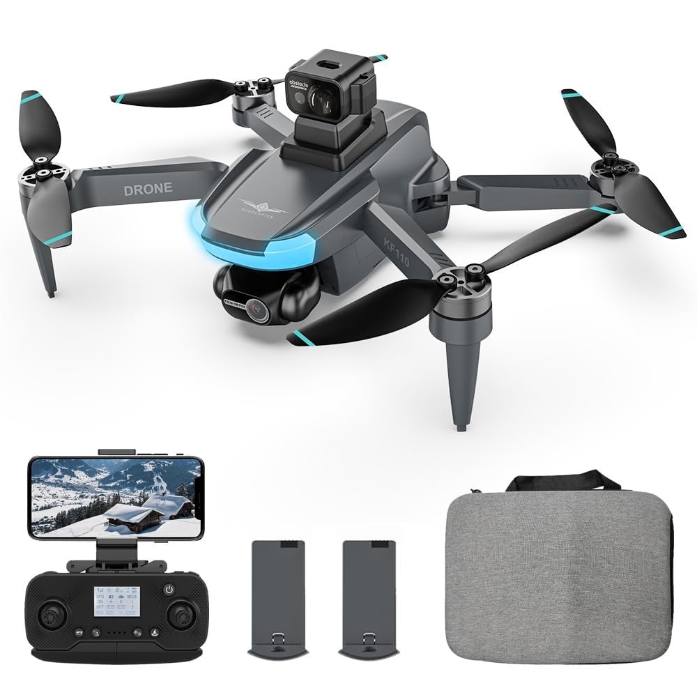 Teeggi KF110 Drohne mit 4K Kamera, Wiegt nur 230 Gramm,360° Laser Hindernisvermeidung, 22 Mins Flugzeit, GPS+ Optical Flow Dual Positioning,Professioneller RC Dron mit Bürstenlosem Motor, 2 Batterien von Teeggi