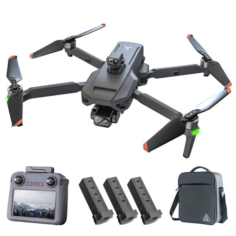 Teeggi SG909 MAX Drohne mit Kamera 4K für Erwachsene, Fernsteuerung mit Bildschirm, 6km Kontrollabstand, 3-Achsen Gimbal, 360° Hindernis Vermeidung, Professioneller RC Quadcopter Dron, 3 Batterien von Teeggi