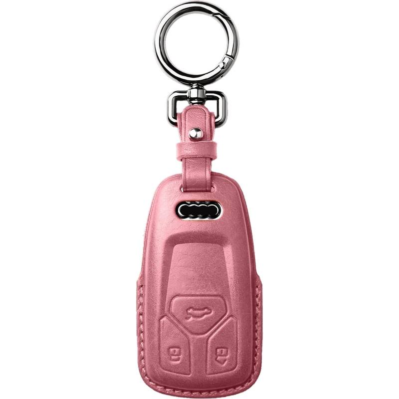 Teenpull Audi Schlüssel hülle für Audi A4 B9 A6 A5 Q7 Q5 TT TTS S4 S5 RS4 RS5 Auto Leder Schlüsselhülle Autozubehör Auto Liebhaber Auto Zubehör (Rosa) von Teenpull