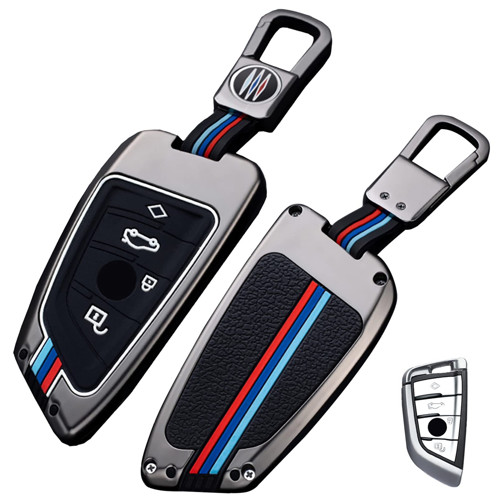 Teenpull für BMW Autoschlüssel Hülle mit Schlüsselanhänger und Geschenkbox, Schwere Metallschutzhülle 2, 5, 6, 7, X1, X2, X3, X5, X6, GT Wasserdicht Schlüsselhülle, Auto Zubehör von Teenpull