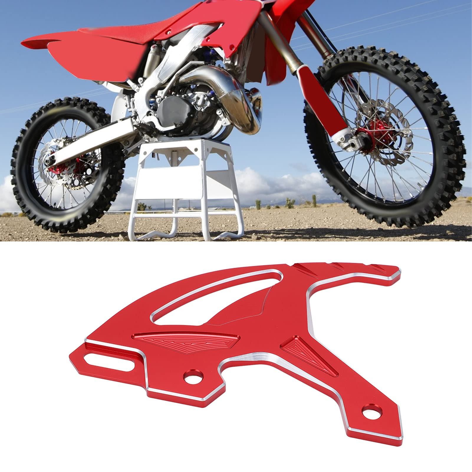 Bremsscheibenschutz hinten, Bremsschutzabdeckung, Schutzabdeckung aus roter Aluminiumlegierung Motorradteile Ersatz für CR125R 250R CRF250R CRF450R von Tefola