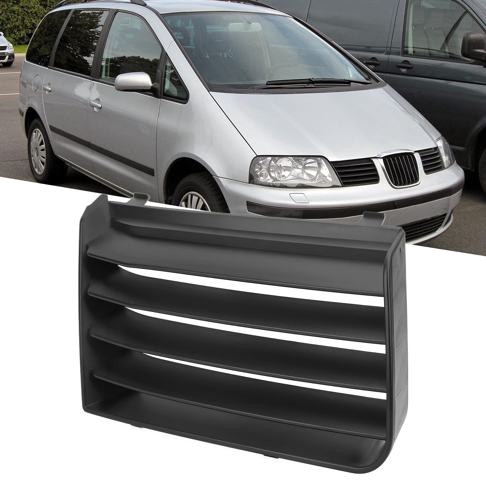 Oberer Grill der Vorderen Stoßstange, Haubengitter, Original Seat Kühlergrill, Lufteinlassgitter der oberen Stoßstange Rechts 7M785365401C Ersatz für Seat Alhambra 7M 2000-2010 von Tefola