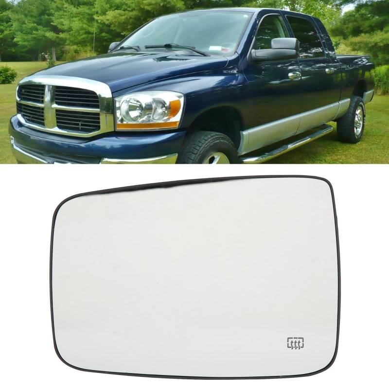 Rückspiegelglas, Auto Außen Spiegelglas, Beheizbares rückspiegelglas, Spiegelglas Ersatz, Linke/Rechte Seitentür Rückspiegelglas Mit Beheizbarem Ersatz für Dodge Ram 1500 2500(Left) von Tefola