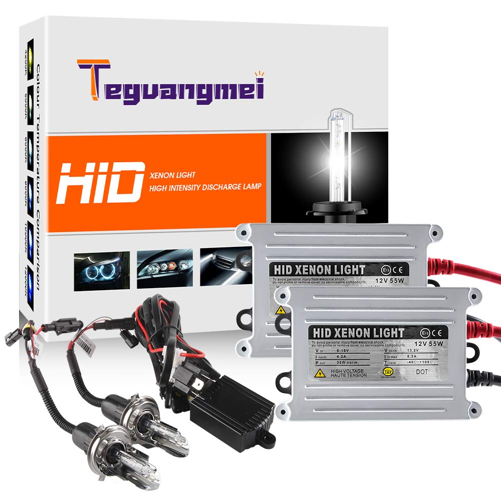 Teguangmei H4 55 W HID Xenon-Umbauset 6000 K Scheinwerferlampen + zwei dünne HID-Vorschaltgeräte 12 V, 2 Stück von Teguangmei