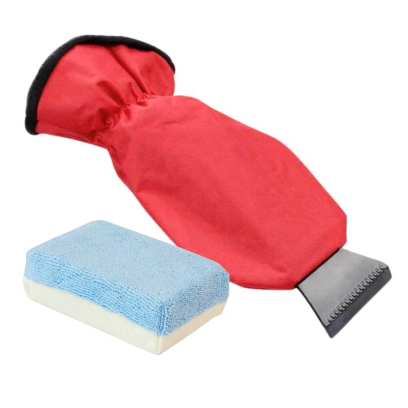 Tek Automotive Winter Auto Kit - Doppelpack Eiskratzer mit Fleece gefütterter wasserdichter Handschuh & Mikrofaser Chamois Demister Pad - Autozubehör, Eiskratzer für Auto Windschutzscheibe, Auto von Tek Automotive