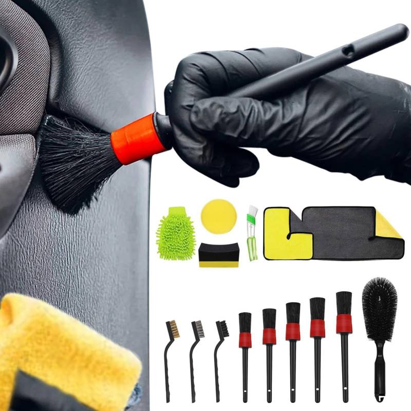 Teksome Auto Detailing Pinsel Set - 15X Innen Außen Auto Reinigungsbürste Handtuch Werkzeuge - Professionelle Fahrzeugwartung Mehrzweck-Waschhandschuh für Wohnwagen, Motorrad von Teksome