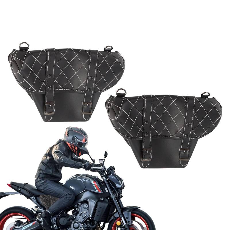 Teksome Motorrad-Satteltaschen Werkzeugtasche – Retro-Satteltaschen mit großer Kapazität – PU-Leder-Seitentaschen für die meisten Abenteuer und Sport Fahrradträger, -Motorradzubehör, von Teksome