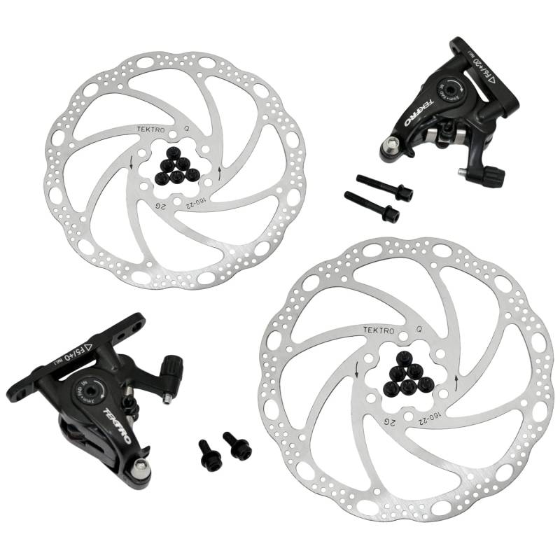 TEKTRO MD-C550 Road Flat Mount Mechancial Disc Brake Set 160mm Rotors, Front and Rear, MH1849 von Tektro