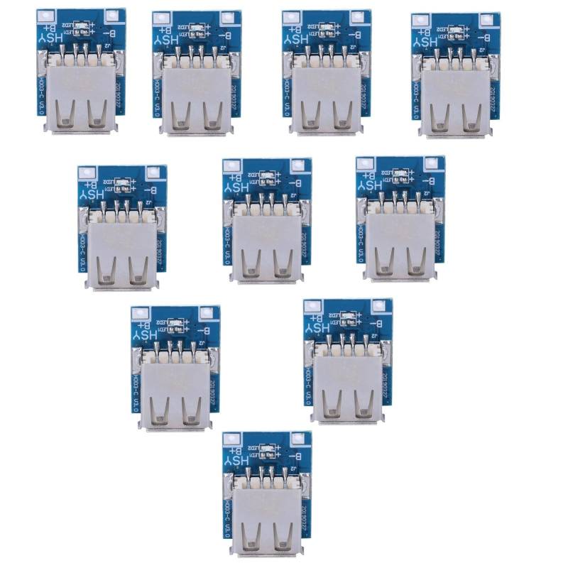 Telituny Step Up Netzteilmodul 10 Stück 5V 1A Boost-Step-Up Netzteilmodul Stromversorgungsmodul Lithium-Batterie USB-Ladeschutzplatine für Heimelektronik Heimwerker-Reparatur Wartung von Telituny