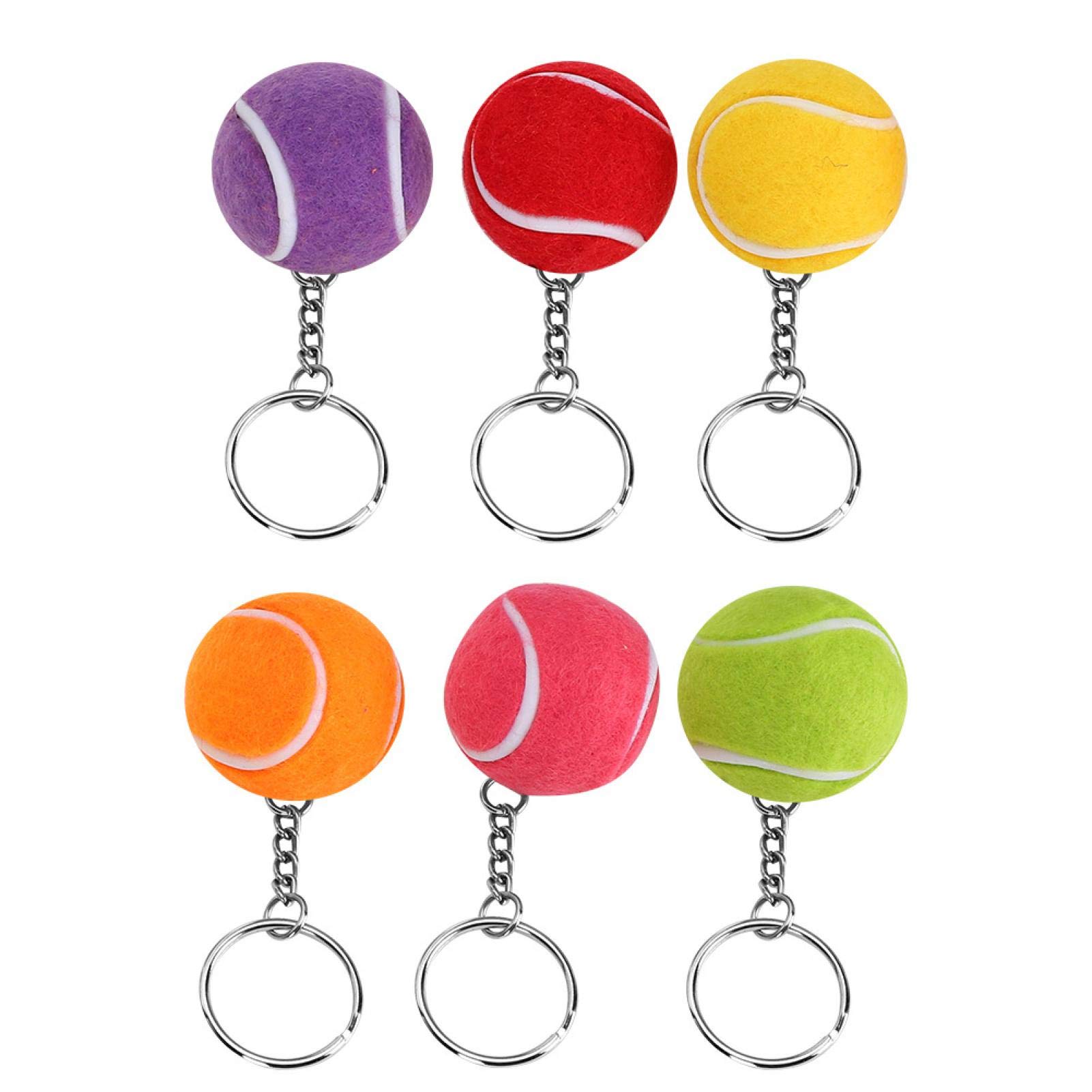 Telituny Tennisball Schlüsselanhänger, 6pcs Handball Schlüsselanhänger Unisex Schlüssel Anhänger Tennis Ball Key Pendant Schlüsselbund Dekoration Geschenks für Tennisspieler & Tennisfans von Telituny